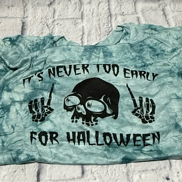 Halloween Graphic Tee in Blue Tie-Dye - Picture 1 of 2